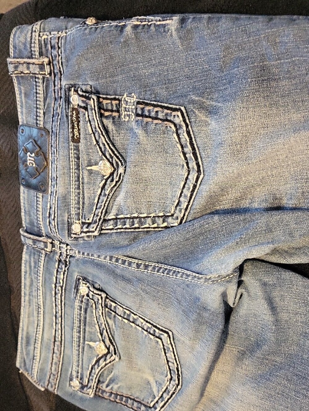 Miss Me Light Blue Distressed Cuffed Jeans - Picture 4 of 4